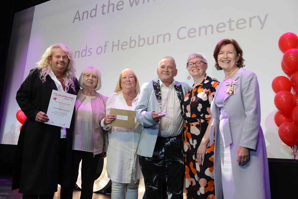 Winner, Friends of Hebburn Cemetery, collecting their award