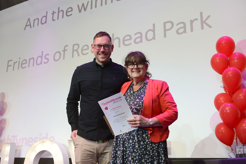 Winner, Friends of Readhead Park, collecting their award