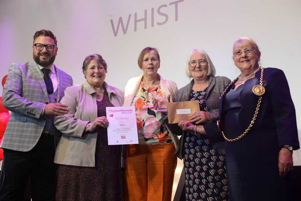 Winner, WHiST, receiving their award from the Mayor of South Tyneside, Cllr Fay Cunningham